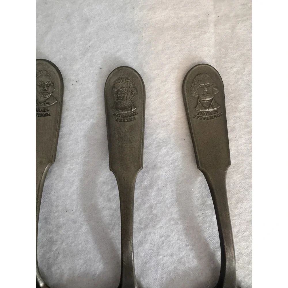 VTG Franklin Mint Pewter Spoon Set American Patriot Political Military Leader 13